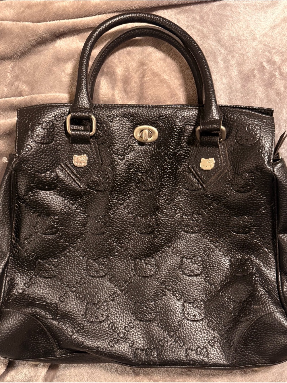Hello Kitty Loungefly Black Leather Embossed Satchel Handbag #HelloKitty
